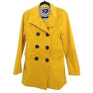 Luii Anthropologie Jacket Womens Sz S Yellow Lined Double Breasted Coat Peacoat